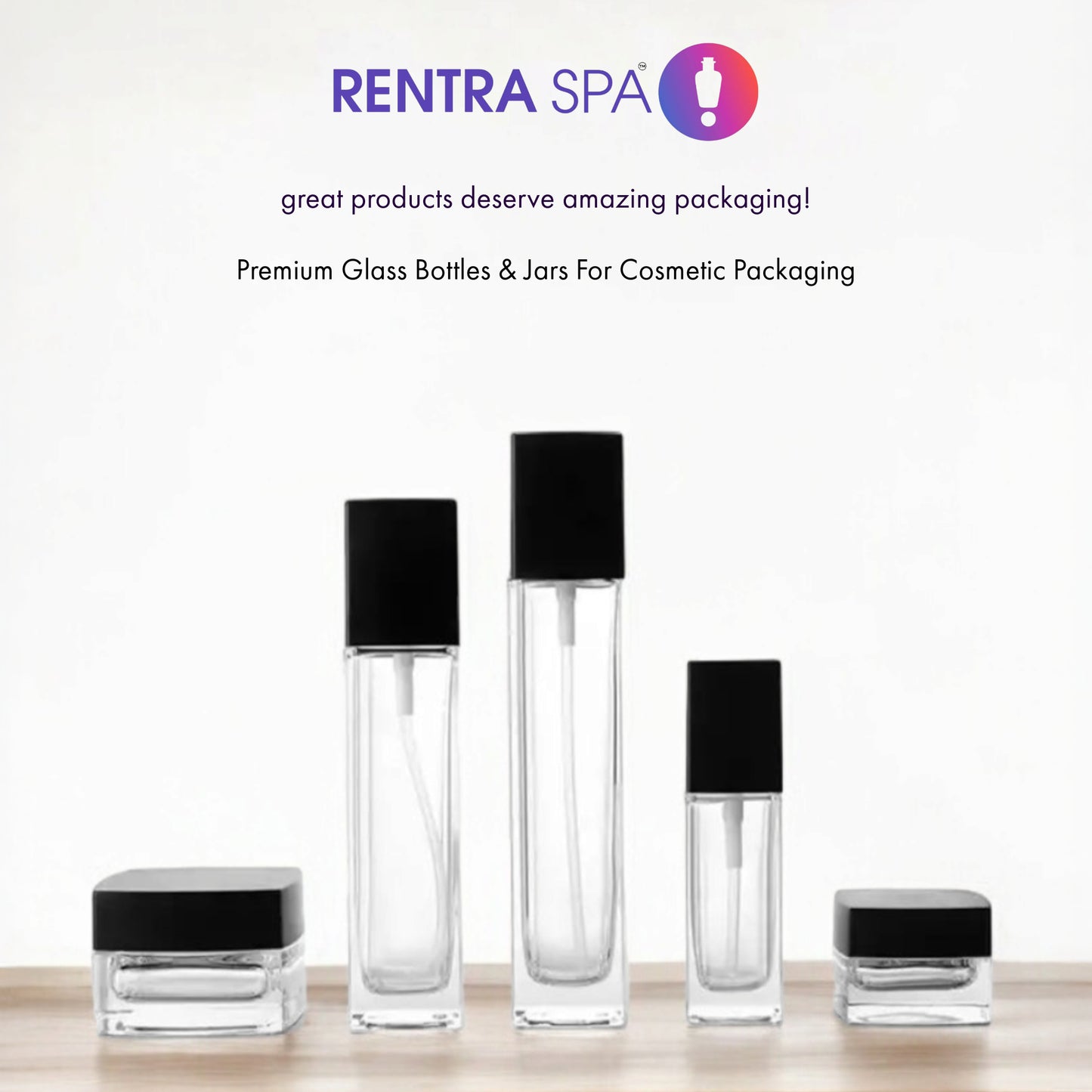 C01 - Imported Empty Premium Square Glass Lotion Bottles