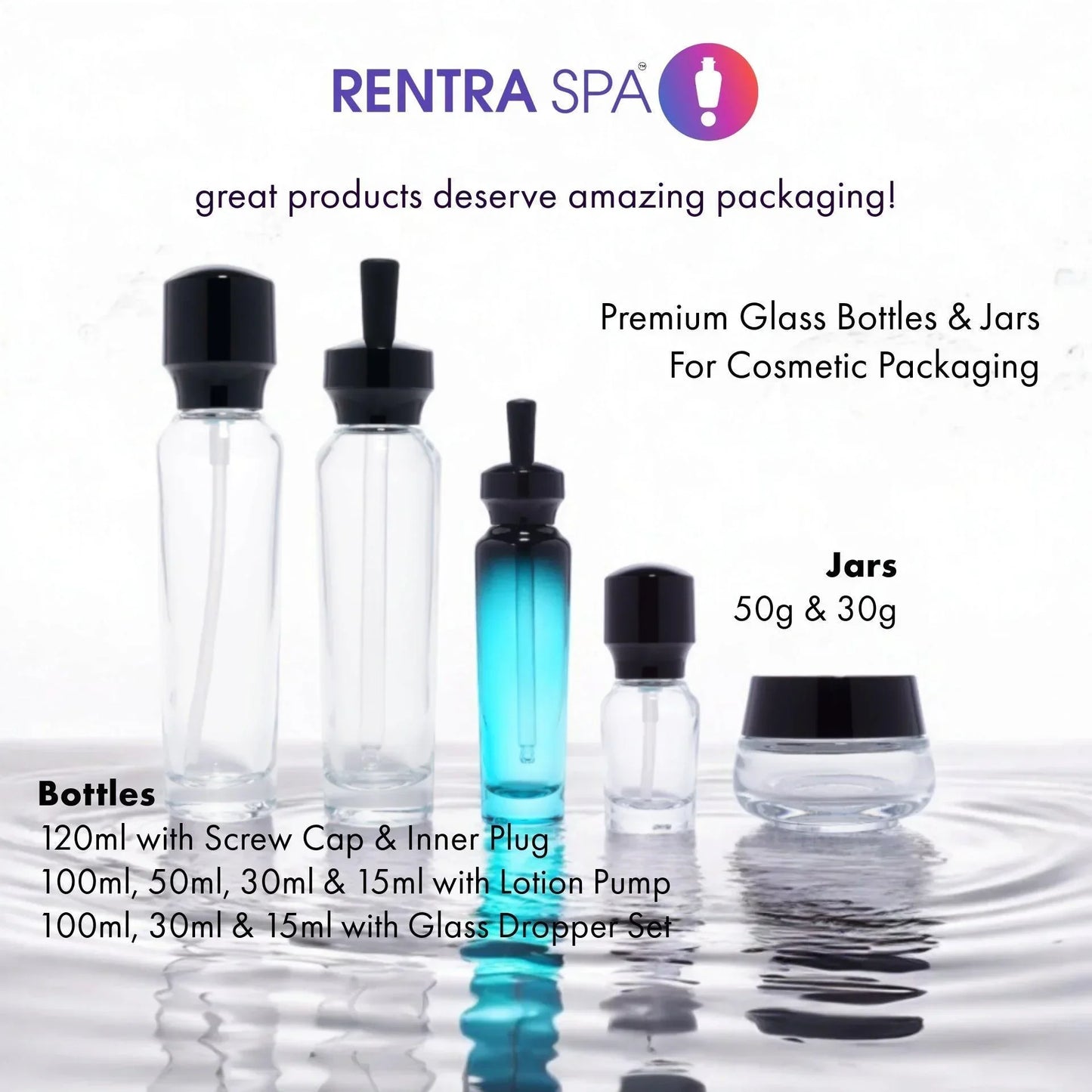C14 - Imported Empty Premium Unique Shaped 100ml Glass Bottles with Lotion Pump