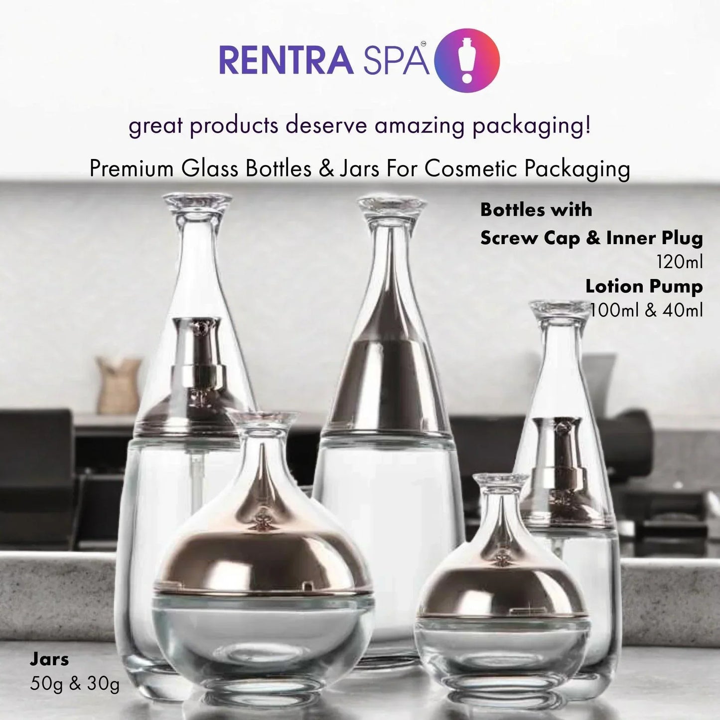 C48 - Imported Empty Premium Decanter Shaped 120ml Glass Bottles with Fancy Cap & Inner Dispenser Plug
