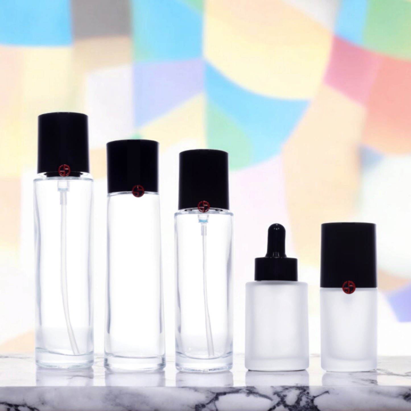 C08 - Imported Empty Oval Premium Glass Lotion Pump Bottle for Luxury Skincare