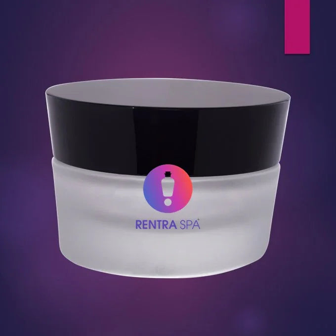 C08 - Sophisticated Oval 30g Clear Frosted Glass Jars with Sleek Black Lid - Premium Packaging for Contemporary Beauty Brands