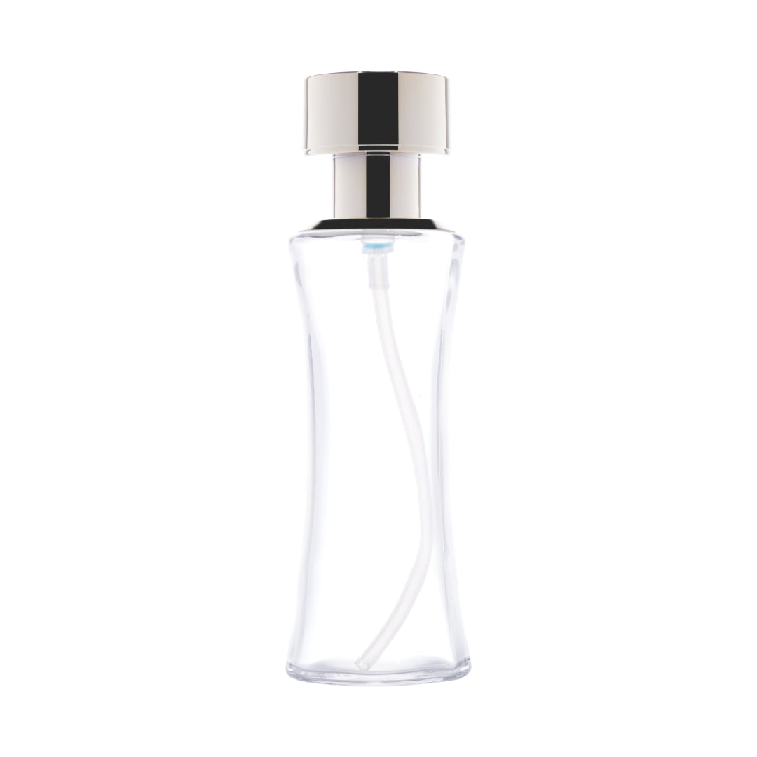 C10 - Imported Premium Hourglass Glass Bottles with Lotion Pump for Luxury Skincare