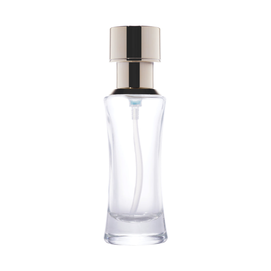 C10 - Imported Premium Hourglass Glass Bottles with Lotion Pump for Luxury Skincare
