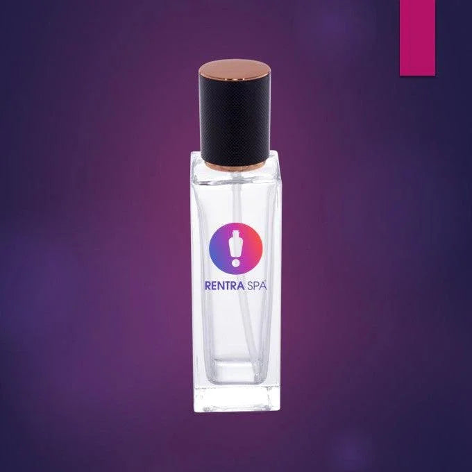Clear square glass cosmetic bottle with black cap for cosmetic packaging