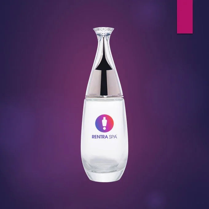C48 - Imported Empty Premium Decanter Shaped 120ml Glass Bottles with Fancy Cap & Inner Dispenser Plug