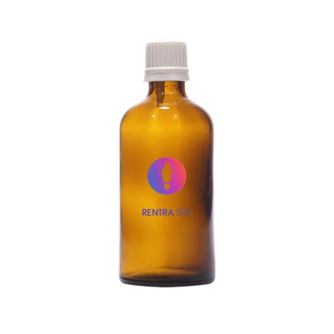 Amber glass cosmetic bottle with white screw cap for packaging skincare or essential oils