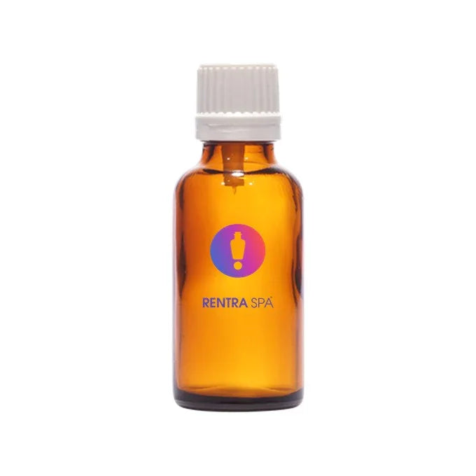 Amber glass cosmetic bottle with white screw cap, ideal for skincare or essential oils packaging