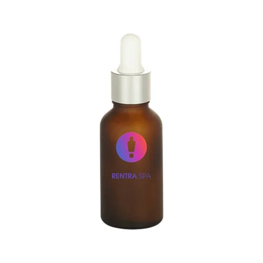 Amber glass dropper bottle with silver cap for cosmetic packaging