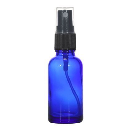 18mm Imported Empty 30ml Round Cobalt Blue Glass Bottle with Spray Pump