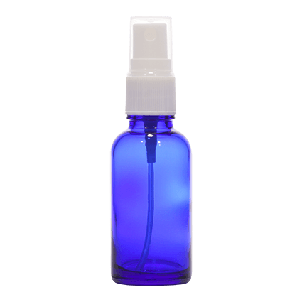 18mm Imported Empty 30ml Round Cobalt Blue Glass Bottle with Spray Pump