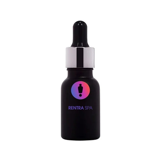 Matte black glass dropper bottle with silver cap for cosmetic serum packaging