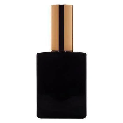 18mm Imported Empty 50ml Rectangular Black Painted Glass Bottle + Gold Metal Spray Pump - Rentra S.P.A™