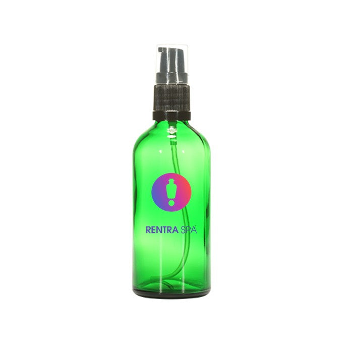 100ml Green Glass Lotion Bottle + Plastic Pump + Cap