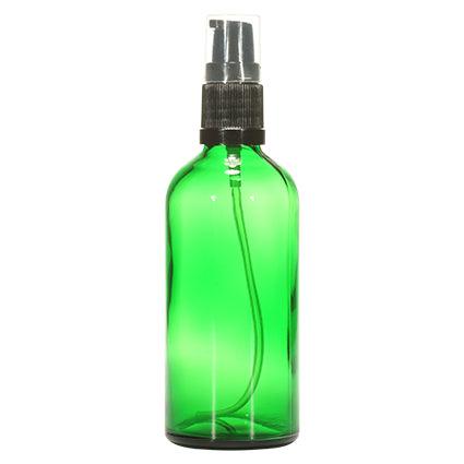 100ml Green Glass Lotion Bottle + Plastic Pump + Cap
