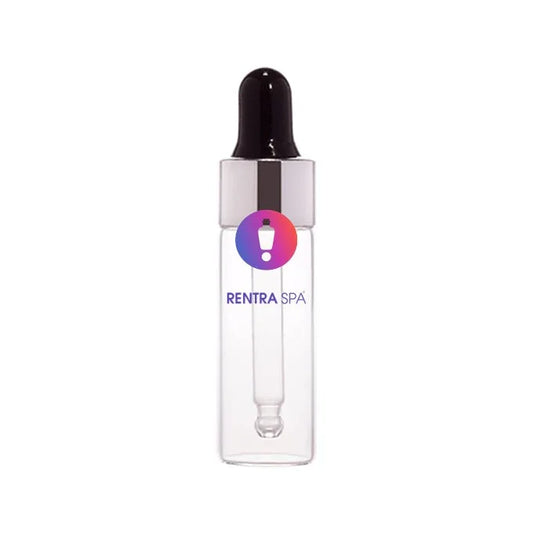 Clear glass dropper bottle with black cap, ideal for cosmetic packaging and serum storage.
