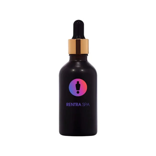 Black glass dropper bottle with gold cap for cosmetic serum packaging