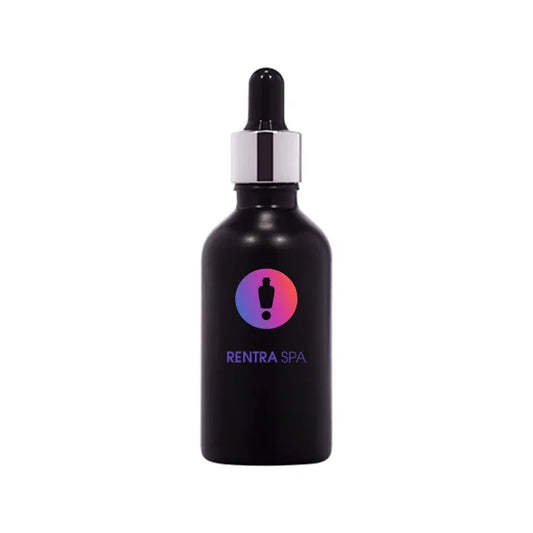 Black glass dropper bottle with silver cap for cosmetic packaging, isolated on white