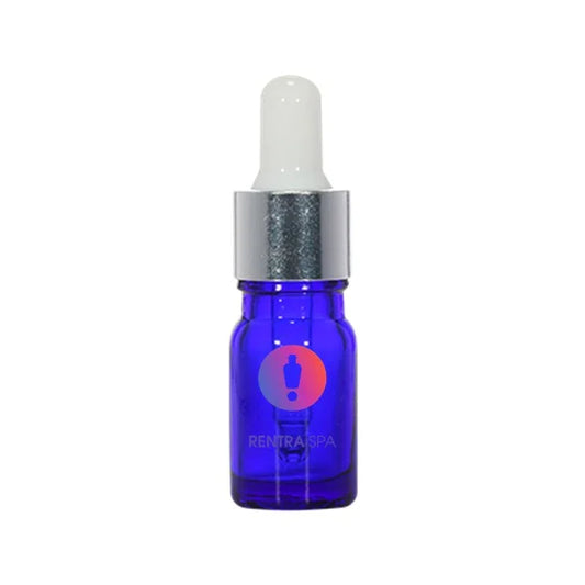 Blue glass dropper bottle with silver cap for cosmetic packaging