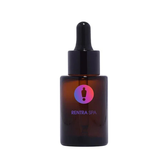 Amber glass dropper bottle for cosmetic packaging with gradient logo and black cap