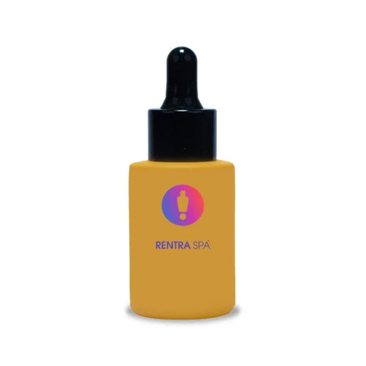 Matte yellow glass dropper bottle with black cap for cosmetic packaging
