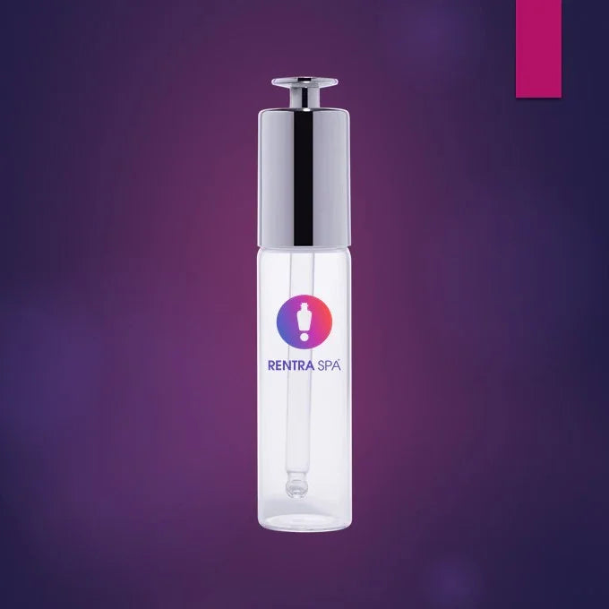 Imported Empty Clear 30ml Premium Glass Glossy Silver Press Button Dropper Bottle