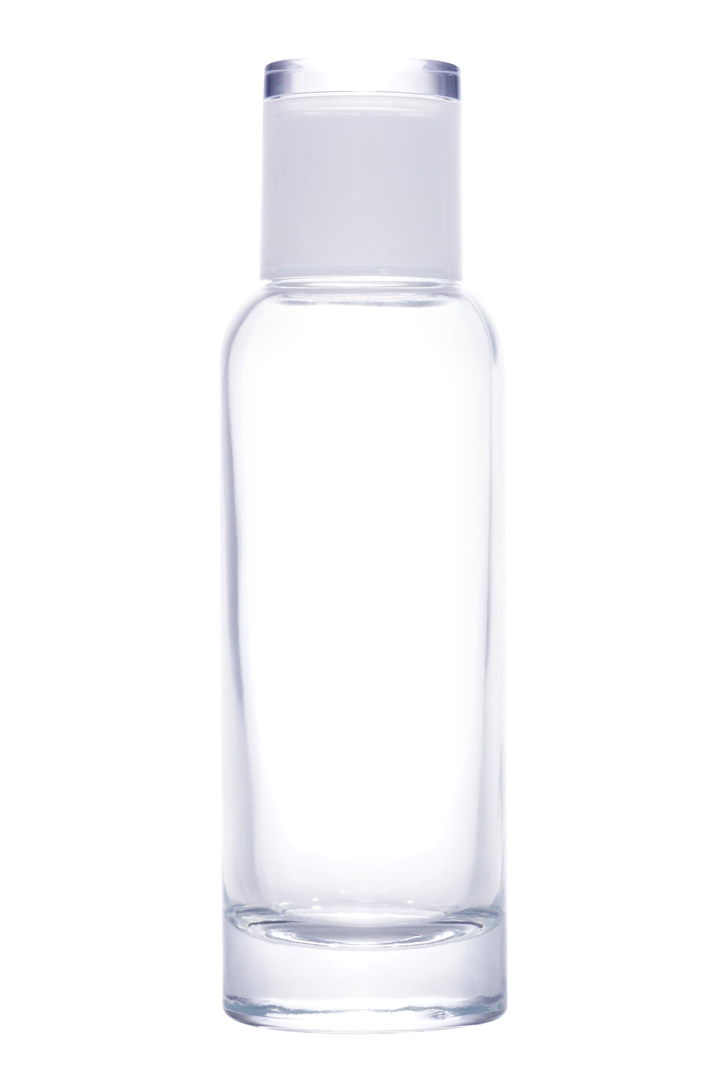 C22 - Imported Empty Premium Round Clear Glass Bottles with Fancy Double Toned Cap - Screw Cap & Lotion Pump Options - Rentra S.P.A™