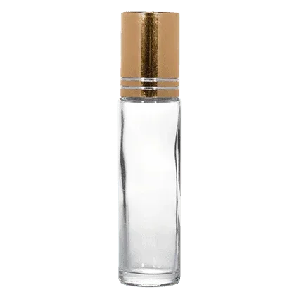 16mm clear glass bottle with steel roll-on cap, 10ml for cosmetic packaging