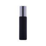 16mm black glass bottle with silver steel roll-on cap, 10ml cosmetic packaging