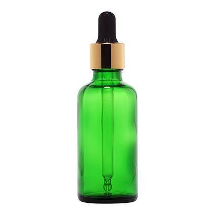 18mm Imported Empty 50ml Boston Round Green Glass Bottle + Glass Dropper - Rentra S.P.A™