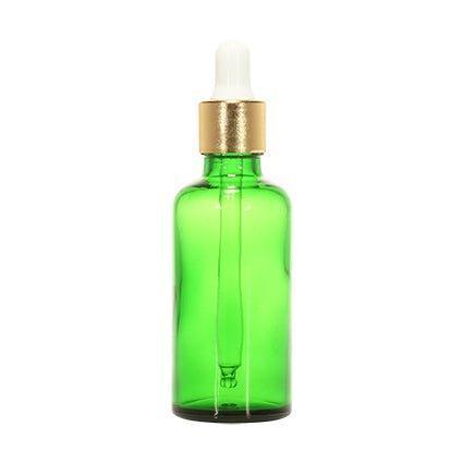 18mm Imported Empty 50ml Boston Round Green Glass Bottle + Glass Dropper - Rentra S.P.A™