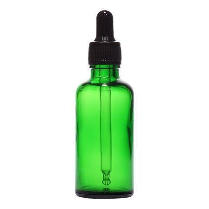 18mm Imported Empty 50ml Boston Round Green Glass Bottle + Glass Dropper - Rentra S.P.A™