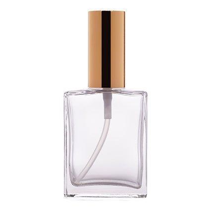 18mm Imported Empty 50ml Rectangular Clear Glass Bottle + Gold Metal Spray Pump - Rentra S.P.A™