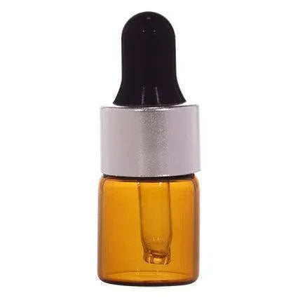 Amber glass dropper bottle with silver cap for cosmetic packaging