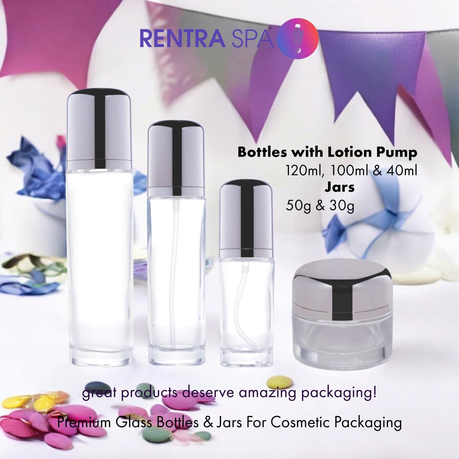 Premium Glass Bottles & Jars with Curved Lids (C39)