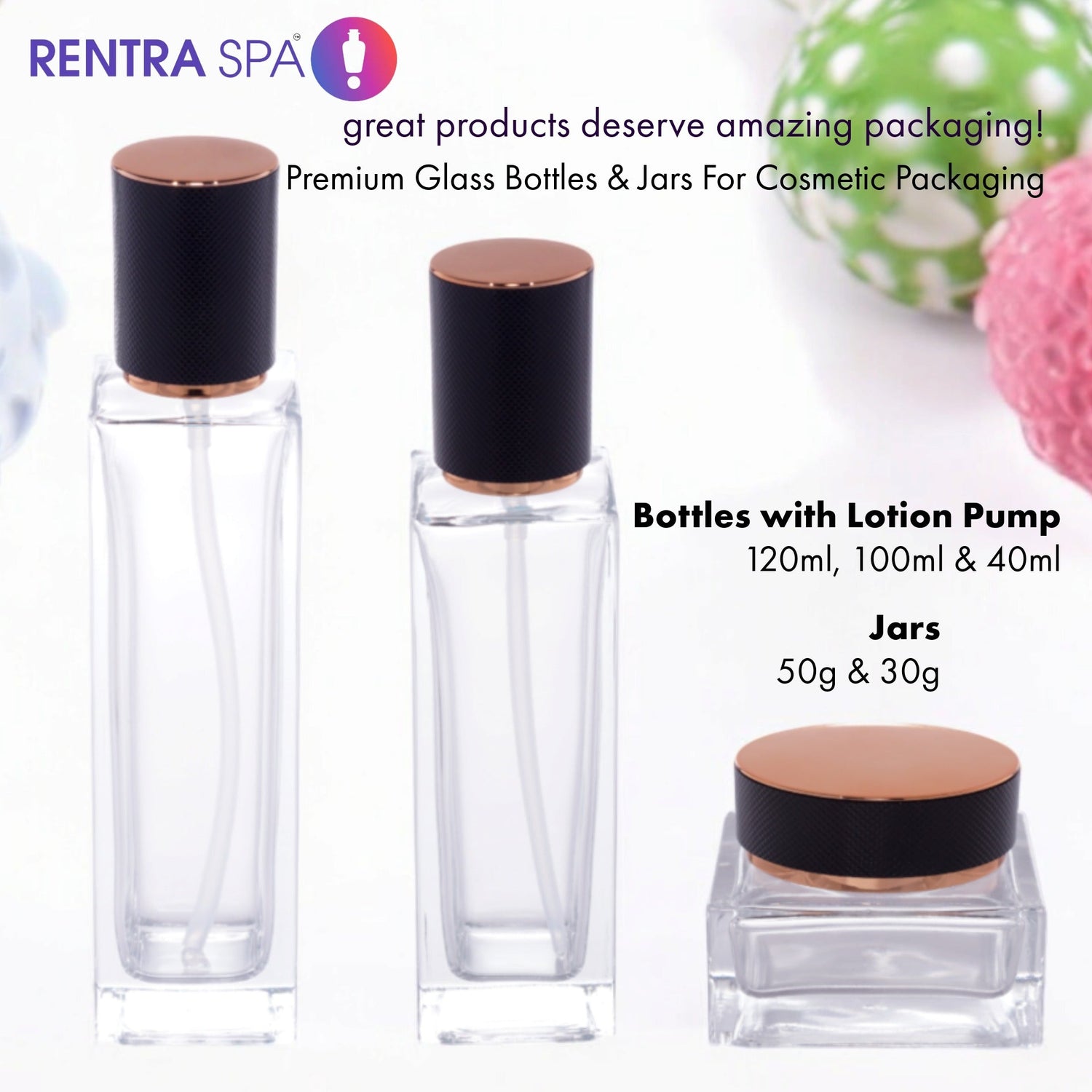 Premium Square Glass Bottles & Jars with Double Tone Lids (C15)