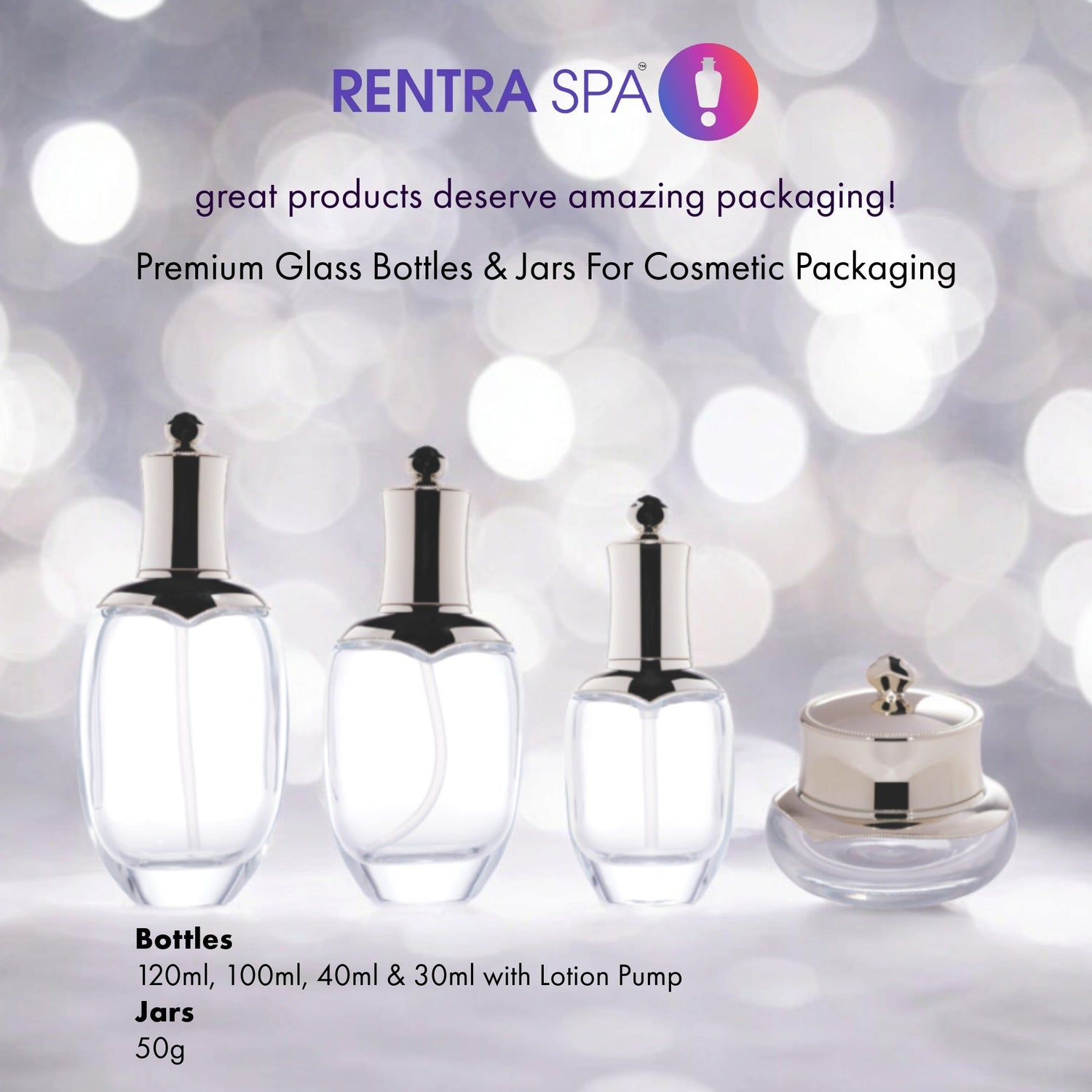 Premium Decanter Bottles & Crown Lid Jars with Silver Ornate Lids (C09)