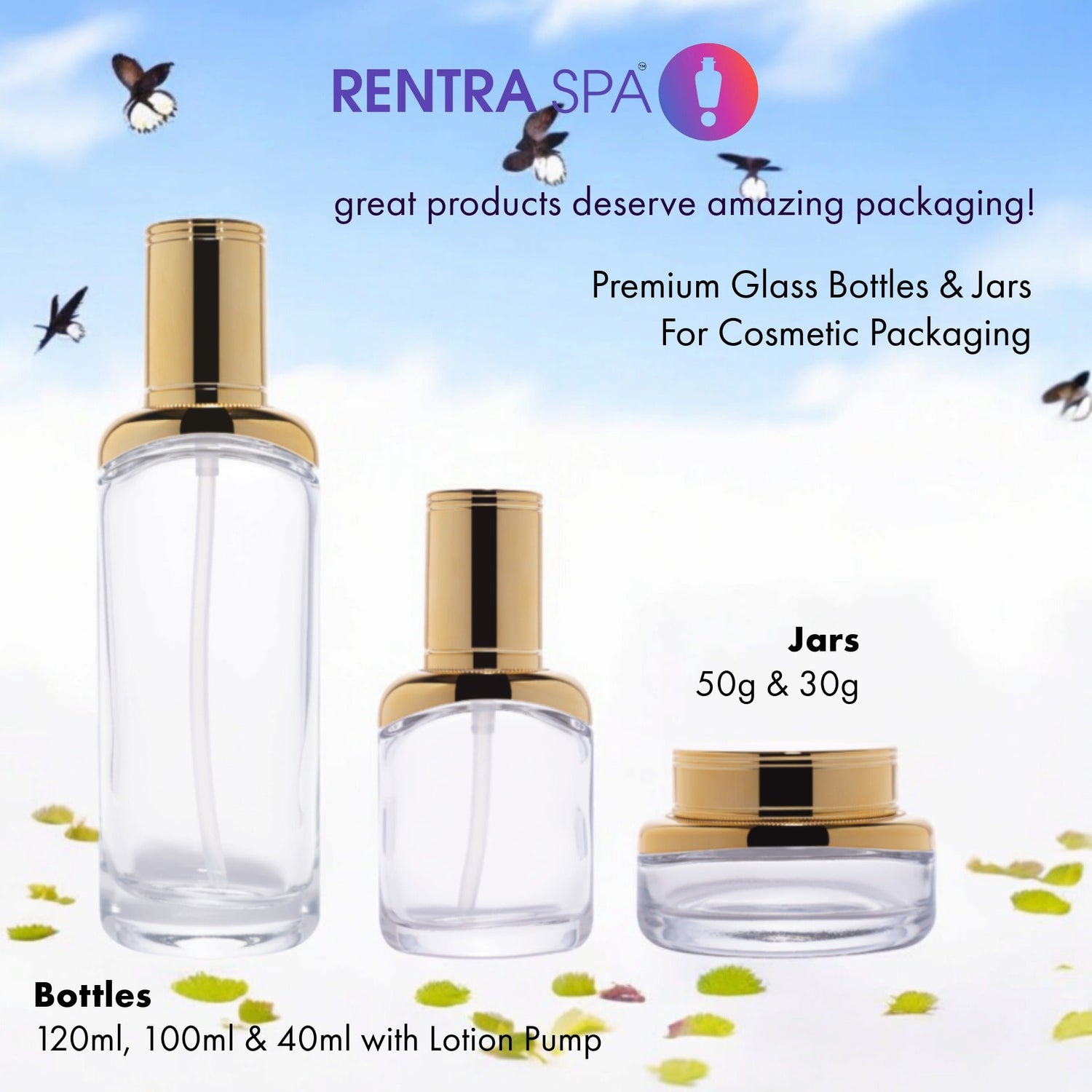 Premium Glass Bottles & Jars with Luxurious Metallic Lids (C11)