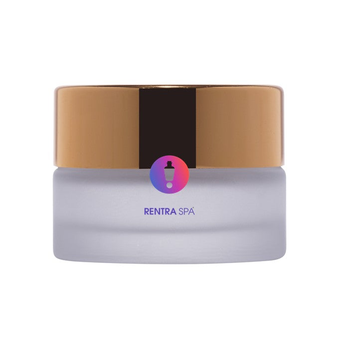 Frosted glass cosmetic jar with gold lid, ideal for skincare or cream packaging