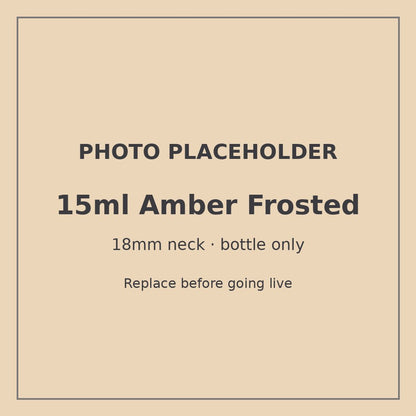 15ml frosted amber glass bottle with 18mm neck, bottle only – RENTRASPA (placeholder)