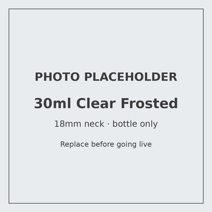 30ml frosted clear glass bottle with 18mm neck, bottle only – RENTRASPA (placeholder)