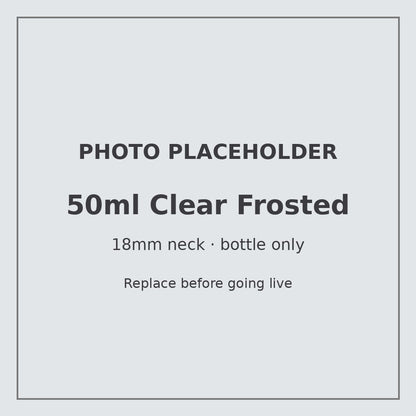 50ml frosted clear glass bottle with 18mm neck, bottle only – RENTRASPA (placeholder)