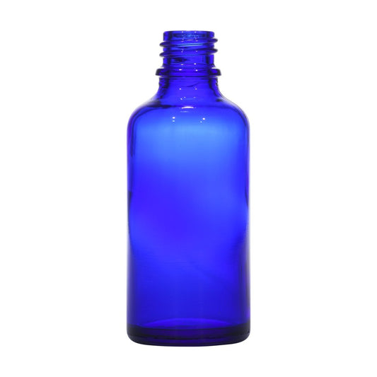 50ml blue glass bottle with 18mm neck, bottle only – RENTRASPA