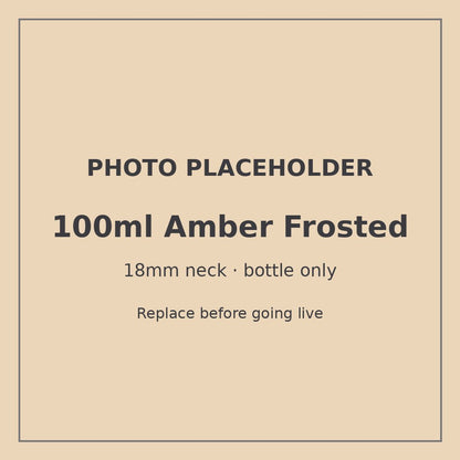 100ml frosted amber glass bottle with 18mm neck, bottle only – RENTRASPA (placeholder)