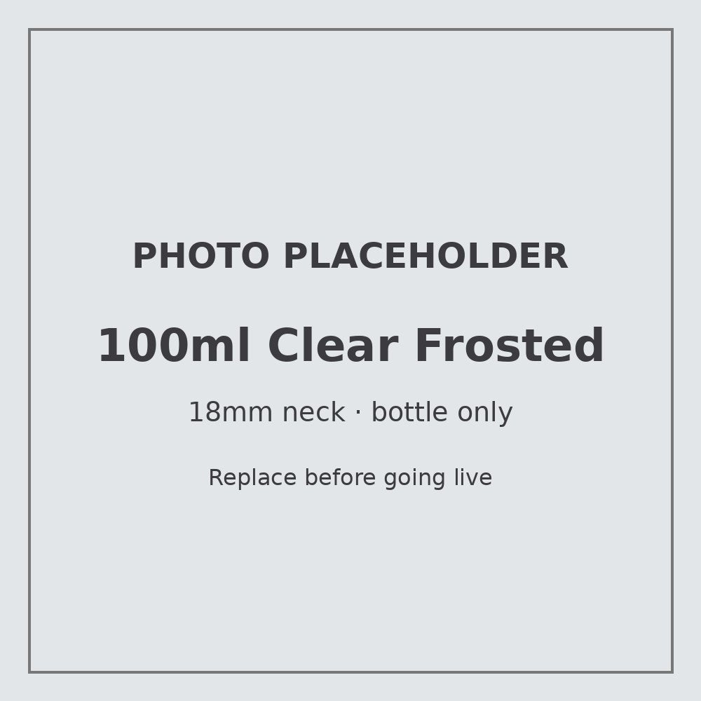 100ml frosted clear glass bottle with 18mm neck, bottle only – RENTRASPA (placeholder)