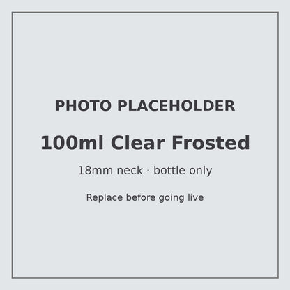 100ml frosted clear glass bottle with 18mm neck, bottle only – RENTRASPA (placeholder)