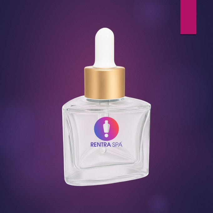 Imported Premium 30ml Triangle Glass Bottle + Glass Dropper + Matte Gold Ring & White Silicon Teat