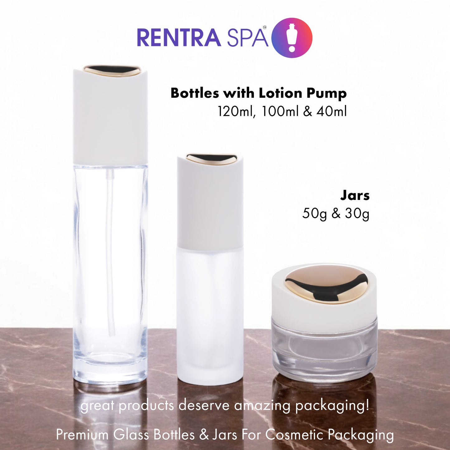 C29 - Imported Empty Premium Clear Glass Bottles with Lotion Pump & Double Toned Cap