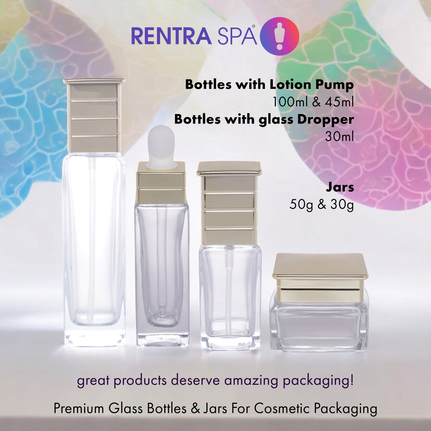 C51 - Imported Empty Premium Clear 30ml Square Glass Dropper Bottles