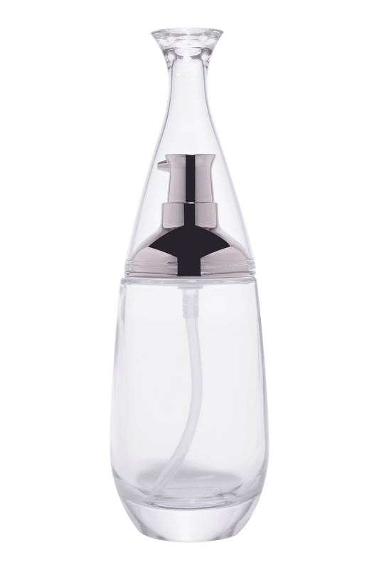 C48 - Imported Empty Premium Decanter Shaped Clear Glass Bottles - Screw Cap & Lotion Pump Options - Rentra S.P.A™