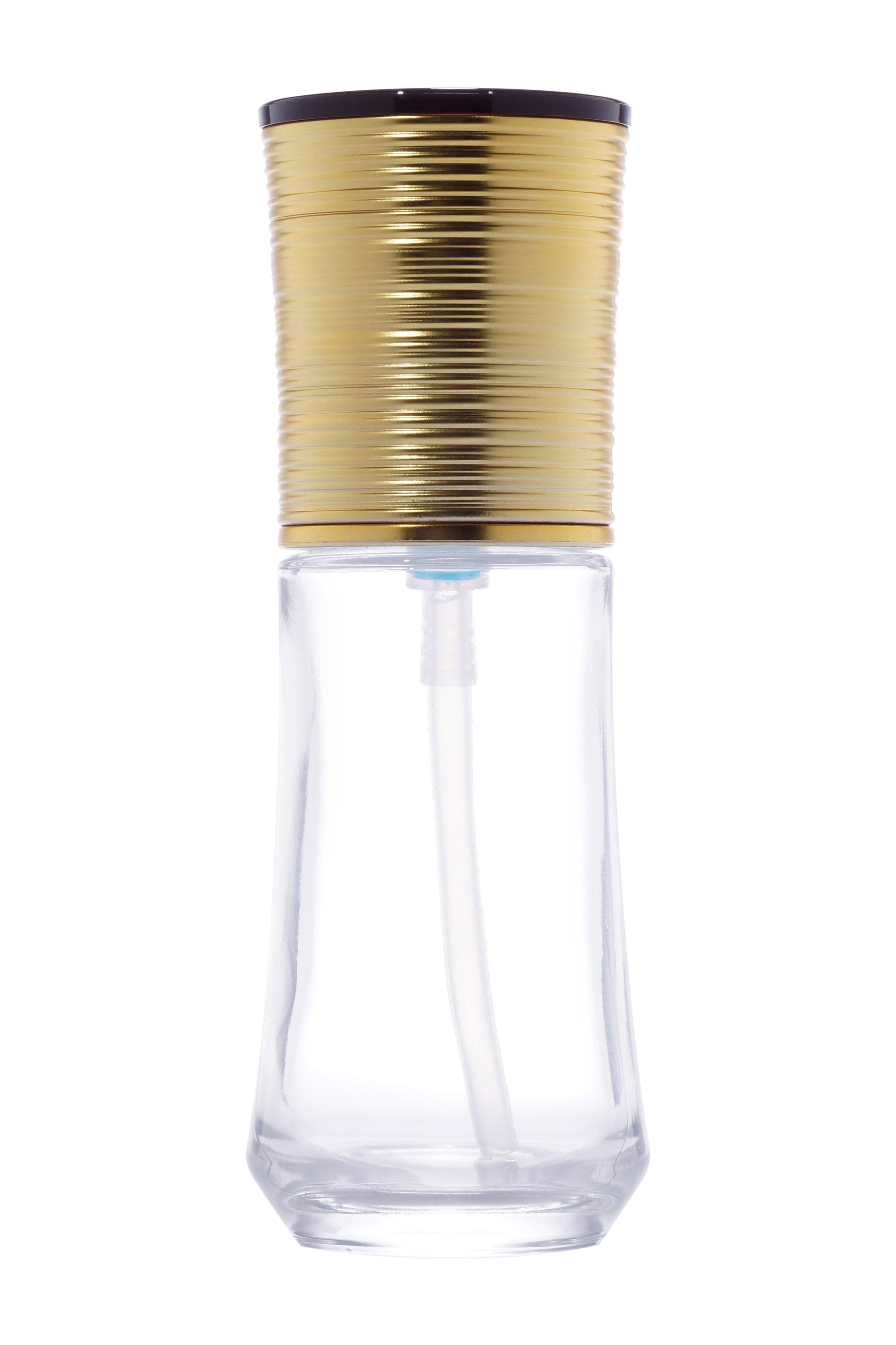 C67 - Imported Empty Premium Clear Glass Bottles with Lotion Pump & Gold Ribbed Cap - Rentra S.P.A™